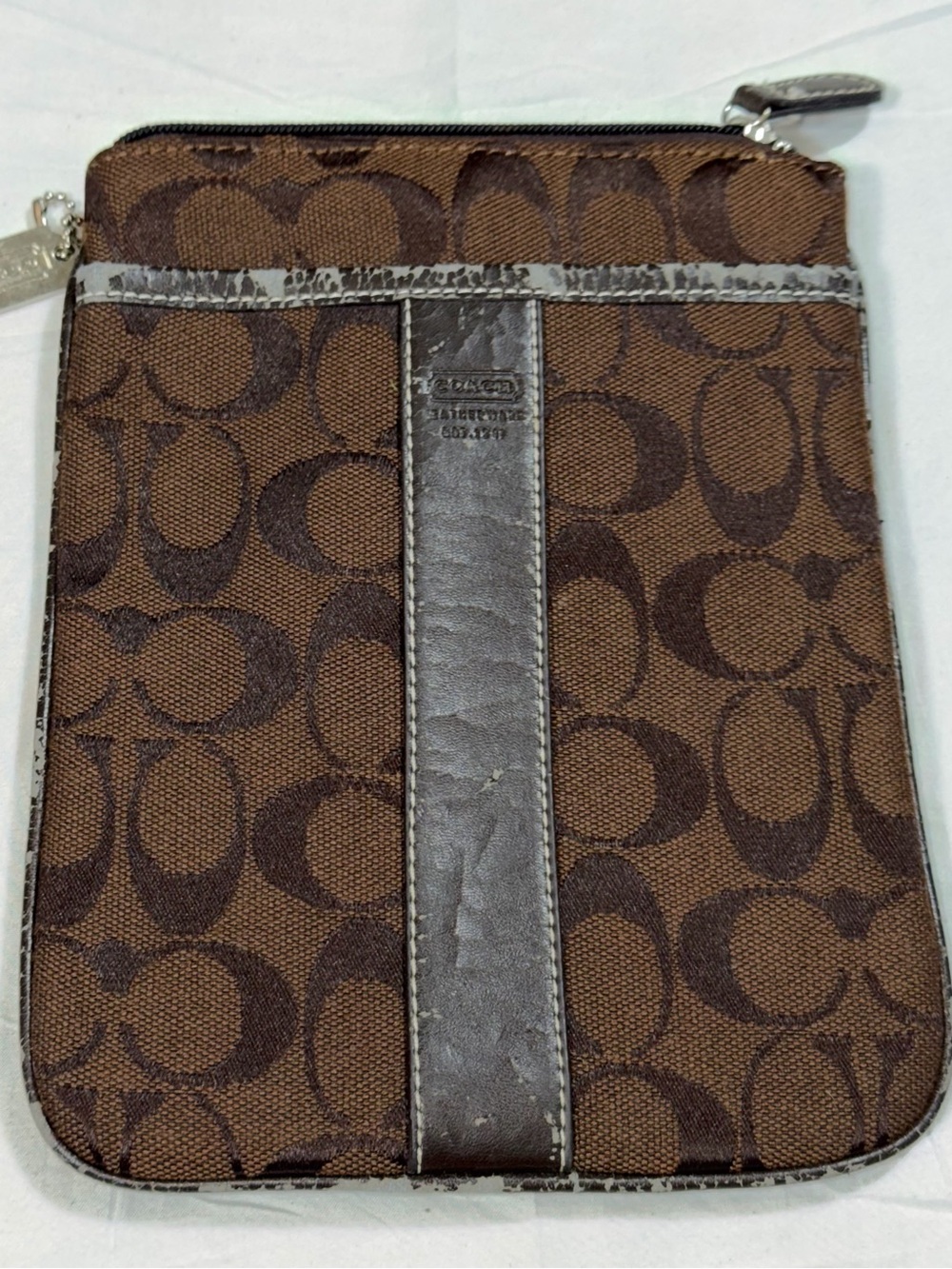 Coach Signature Brown Jacquard Swingpack Crossbody Bag Y2K